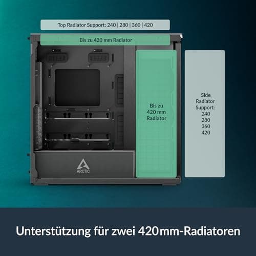 ARCTIC Xtender ATX Mid Tower Black with Tinted Tempered Glass Side Panel and USB 3.2 Gen 2 Type-C USB 3.2 Gen 1 Type-A image