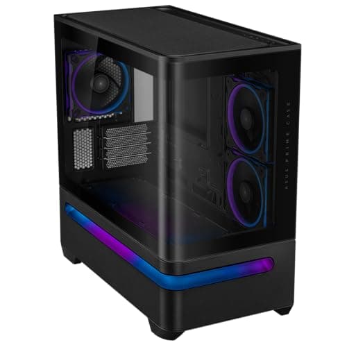 Asus Prime AP202 Micro ATX Mid Tower Black with Tempered Glass Side Panel and USB 3.2 Gen 2x2 Type-C, USB 3.2 Gen 1 Type-A image