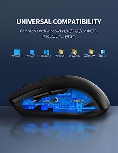 Wireless Mouse, TeckNet Ergonomic 2.4G Wireless Optical Mobile Mouse 4800 DPI with USB Nano Receiver for Laptop, PC, Chromebook, MacBook, Computer image