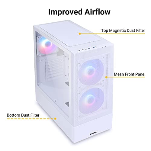 Lian Li LANCOOL 205 Mesh C ATX Mid Tower White Tempered Glass Side Panel with USB 3.2 Gen 2 Type-C and USB 3.2 Gen 1 Type-A image