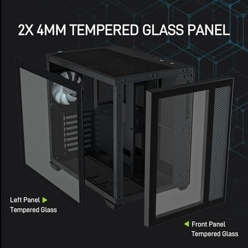 Vetroo AL700 ATX Mid Tower Black with Tempered Glass Side Panel and Front Panel USB 3.2 Gen 2 Type-C, USB 3.2 Gen 1 Type-A, USB 2.0 Type-A image