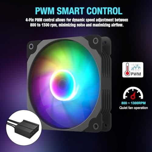 Vetroo ARGB120 120mm Black Addressable RGB PWM 48.1 CFM 3-Pack image