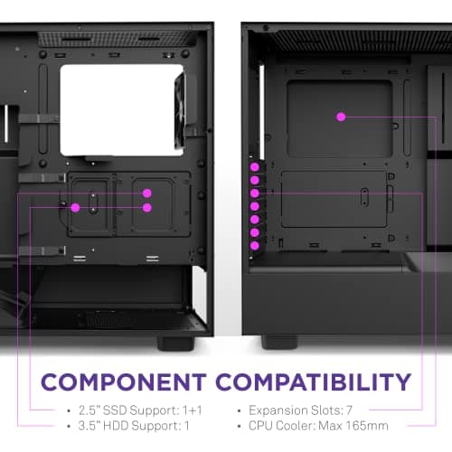 NZXT H5 Flow (2022) ATX Mid Tower Black with Tempered Glass Side Panel and USB 3.2 Gen 2x2 Type-C, USB 3.2 Gen 1 Type-A image