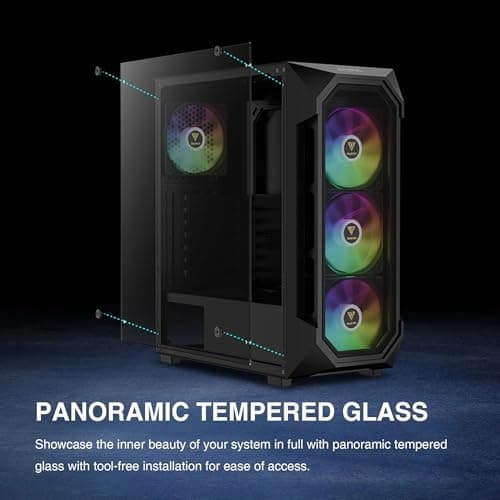 GAMDIAS AURA GC1 ELITE ATX Mid Tower Black with Tempered Glass Side Panel, USB 3.2 Gen 1 Type-A and USB 2.0 Type-A Front Panel, 395 x 195 x 450 mm image