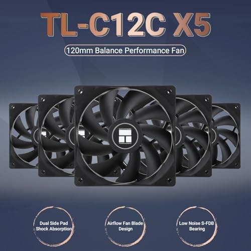 Thermalright TL-C12C X5 120mm Black PWM 66.17 CFM 5-Pack image