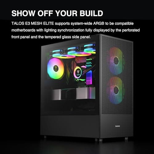 GAMDIAS TALOS E3 MESH ELITE ATX Mid Tower Black Tempered Glass image