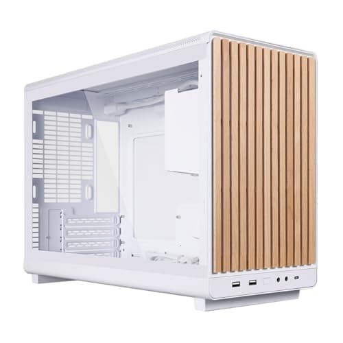  Lian Li A3-mATX Micro ATX Mini Tower White / Brown Wood with Tempered Glass Side Panel image