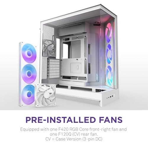NZXT H9 Flow RGB (2025) ATX Mid Tower White with Tempered Glass Side Panel and USB 3.2 Gen 2x2 Type-C USB 3.2 Gen 1 Type-A Front Panel image
