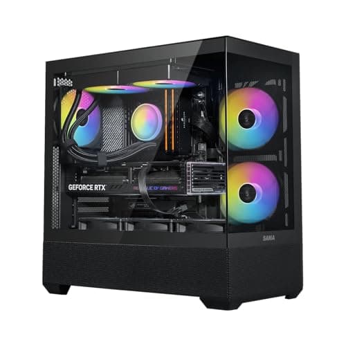 SAMA V40 ATX Mid Tower Black Tempered Glass Side Panel, USB 3.2 Gen 2 Type-C and USB 3.2 Gen 1 Type-A main image