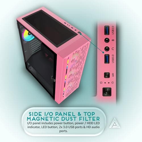 Apevia Destiny Flow ATX Mid Tower Pink Tempered Glass Side Panel image