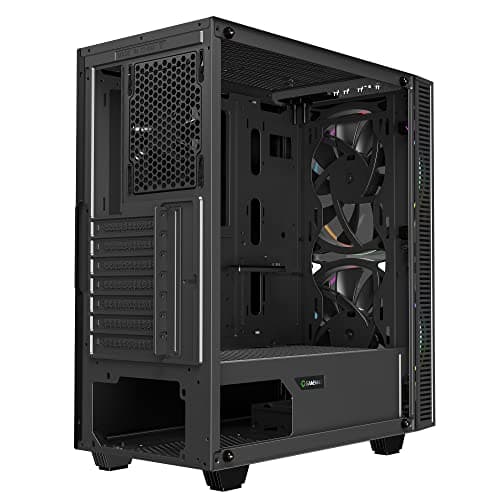 Gamemax Black Hole Black USB3.0 Tempered Glass ATX Mid Tower Gaming Computer Case w/2 x 200mm ARGB Ring Fan x Front and 1 x 120mm ARGB Ring Fan x Rear (Pre-Installed) image