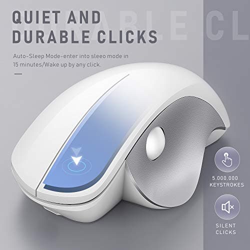 Bluetooth Mouse, Jelly Comb Rechargeable 2.4GHz Bluetooth Ergonomic Wireless Mouse (BT4.0+BT4.0+2.4G) Switch to 3 Devices for Mac OS MacBook Air Windows PC Android Tablet-(White and Silver) image