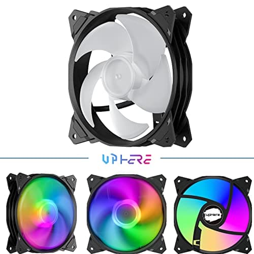 upHere Long Life 120mm 3-Pin High Airflow Quiet Edition Rainbow LED Case Fan for PC Cases, CPU Coolers, and Radiators 3-Pack image