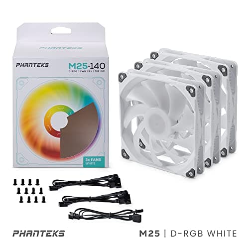Phanteks M25-140 140mm White PWM D-RGB 104.62 CFM 3-Pack image