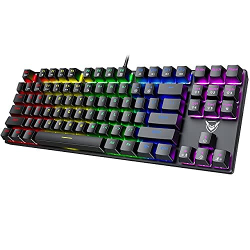 PICTEK TKL Mechanical Gaming Keyboard, Compact 87 Key Mechanical Computer Keyboard with Blue Equivalent Switches, 27 LED Lighting Modes, 100% Anti-Ghosting Wired USB Keyboard for Windows PC/MAC Games main image