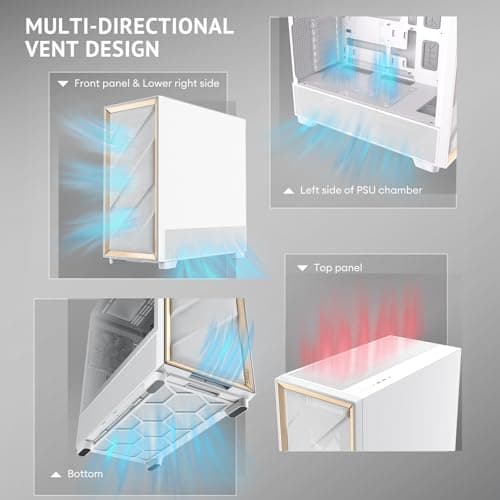 Antec FLUX ATX Mid Tower White / Brown with Tempered Glass Side Panel and USB 3.2 Gen 2 Type-C, USB 3.2 Gen 1 Type-A image