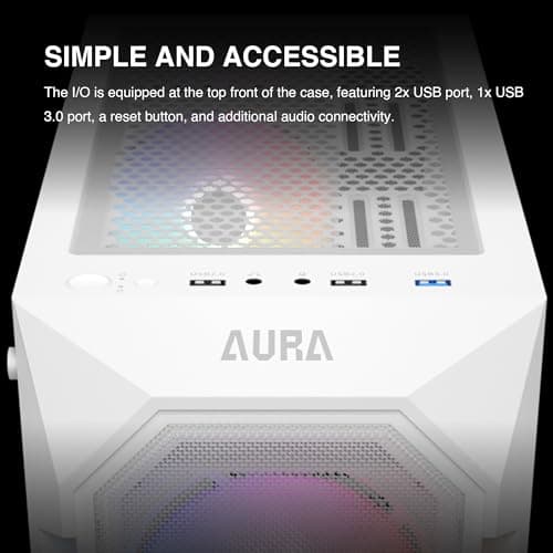 GAMDIAS AURA GC1 ELITE ATX Mid Tower White with Tempered Glass Side Panel ARGB image