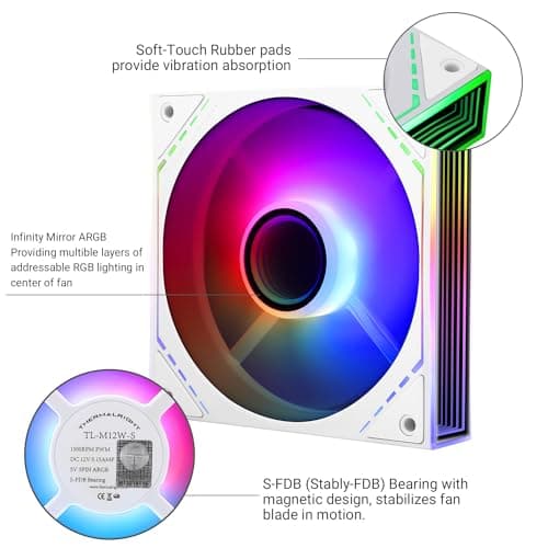 Thermalright TL-M12W-S 120mm White PWM Addressable RGB 47.6 CFM image