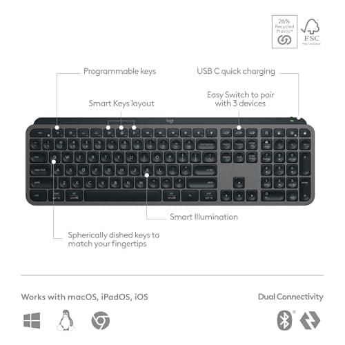 Logitech MX KEYS S Wireless/Wired/Bluetooth Standard Keyboard image