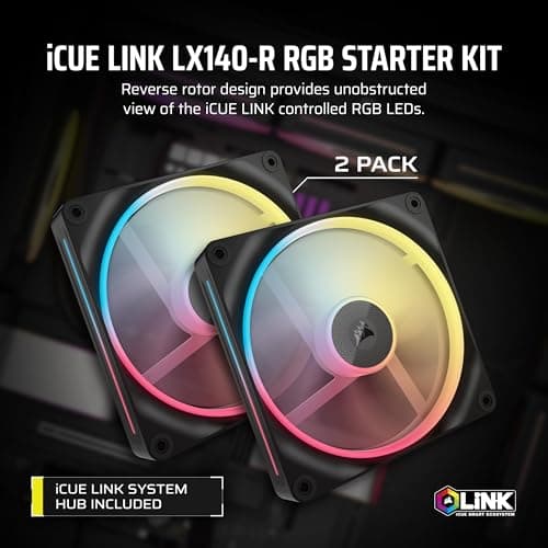 Corsair iCUE LINK LX140-R 140mm Black RGB PWM 2-Pack image