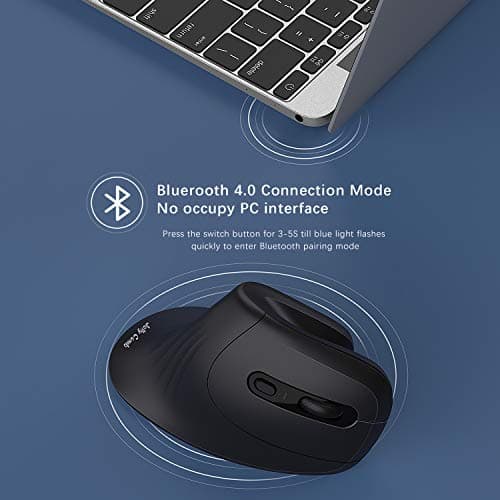 Bluetooth Ergonomic Mouse, Jelly Comb Advanced Vertical Wireless Bluetooth Mouse 2.4GHz Optical Vertical Mice, Easy Switch Between 2 Devices with Bluetooth and USB Connection MV045-Black image