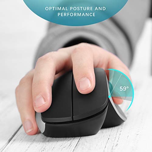 Ergonomic Wireless Mouse, Jelly Comb MV021 2.4Ghz Precision Cordless Mouse with Thumb-Operated Scrollball, Less Noise, Optical Mice for Laptop PC Windows Computer (Black and Silver) image