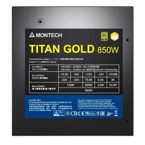 Montech TITAN Gold 850W Fully Modular 80+ Gold image