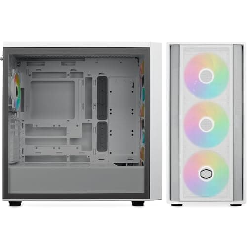 Cooler Master MasterBox 600 ATX Mid Tower White Tempered Glass Side Panel, USB 3.2 Gen 2x2 Type-C, USB 3.2 Gen 1 Type-A image