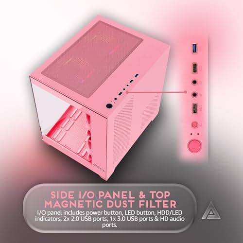 Apevia PRISM Micro ATX Mid Tower Pink Tempered Glass Side Panel image