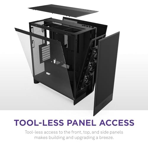 NZXT H7 Flow (2024) ATX Mid Tower Black with Tempered Glass Side Panel and USB 3.2 Gen 2x2 Type-C USB 3.2 Gen 1 Type-A image