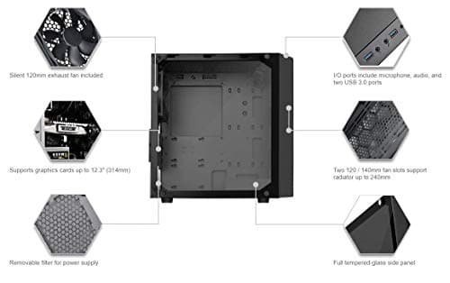 Silverstone PS15 Micro ATX Mid Tower Black with Tempered Glass Side Panel and USB 3.2 Gen 1 Type-A Front Panel image