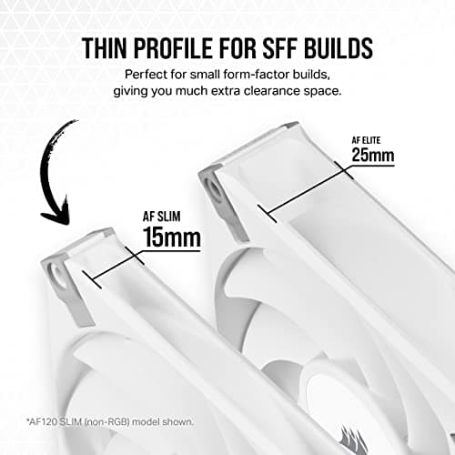 Corsair iCUE AF120 RGB SLIM 120mm White Addressable RGB PWM 56.3 CFM 2-Pack image
