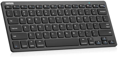 Arteck Ultra-Slim Bluetooth Keyboard Compatible with iPad 10.2-inch/iPad Air/iPad 9.7-inch/iPad Pro/iPad Mini, iPhone and Other Bluetooth Enabled Devices Including iOS, Android, Windows, Black image