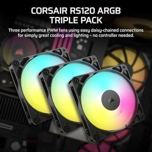 Corsair RS120 120mm Black PWM ARGB 72.8 CFM 3-Pack image