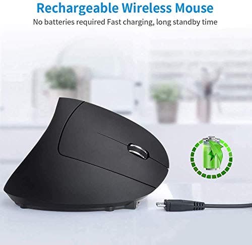 Ergonomic Wireless Mouse,Vertical Gaming Mouse -Ergonomic Design - Prevention of Mouse arm -Tennis Elbow (RSI Syndrome),3 Adjustable DPI 3200/1600/1200 Levels for Laptop, PC, MacBook, Notebook etc. image