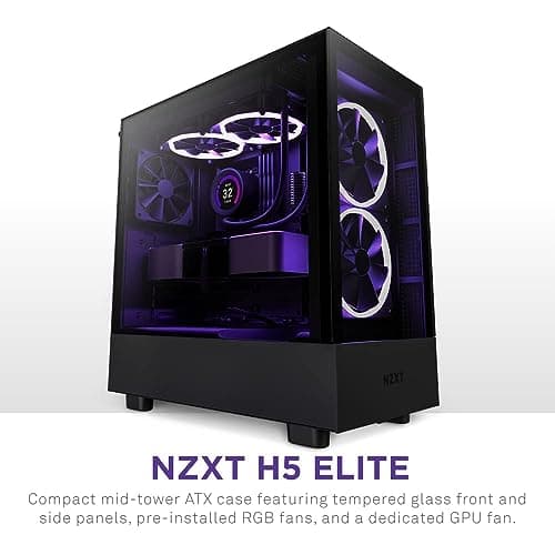 NZXT H5 Elite ATX Mid Tower Black Tempered Glass Side Panel image
