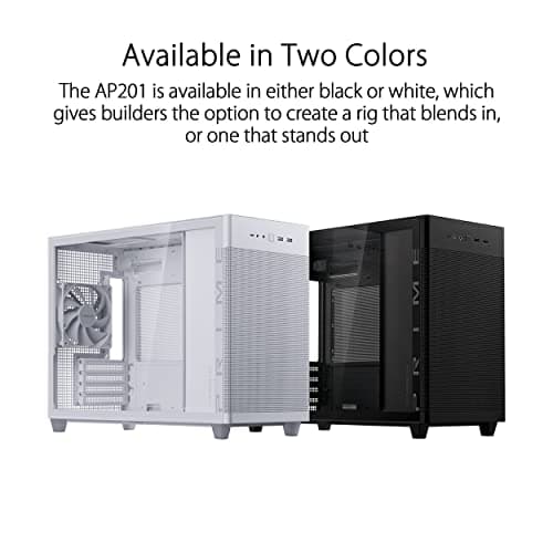 Asus Prime AP201 Micro ATX Mini Tower White Tempered Glass Side Panel, USB 3.2 Gen 2 Type-C, USB 3.2 Gen 1 Type-A image