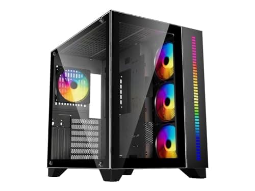 DIYPC ARGB Q10 ATX Mid Tower Black with Tempered Glass Side Panel and USB 3.2 Gen 1 Type-C / USB 2.0 Type-A image