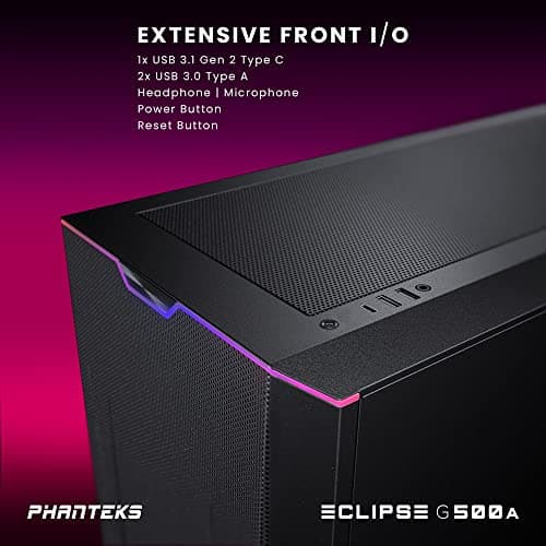 Phanteks ECLIPSE G500A DRGB (Fanless) ATX Mid Tower Black Tempered Glass Side Panel image