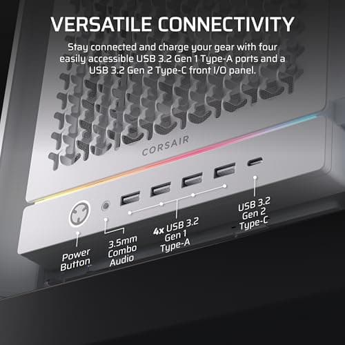 Corsair FRAME 5000D RS ATX Mid Tower White with Tempered Glass Side Panel and USB 3.2 Gen 2 Type-C, USB 3.2 Gen 1 Type-A image