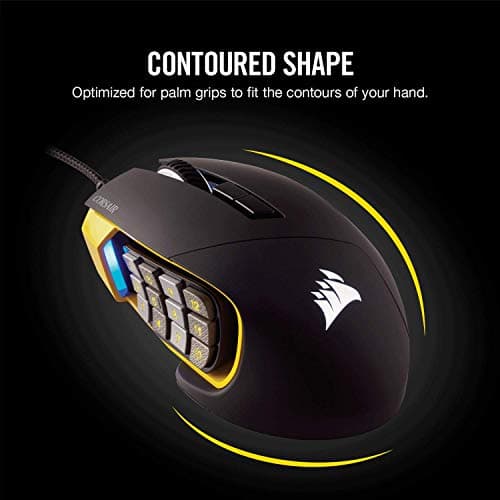 CORSAIR Scimitar Pro RGB - MMO Gaming Mouse - 16,000 DPI Optical Sensor - 12 Programmable Side Buttons - Yellow image