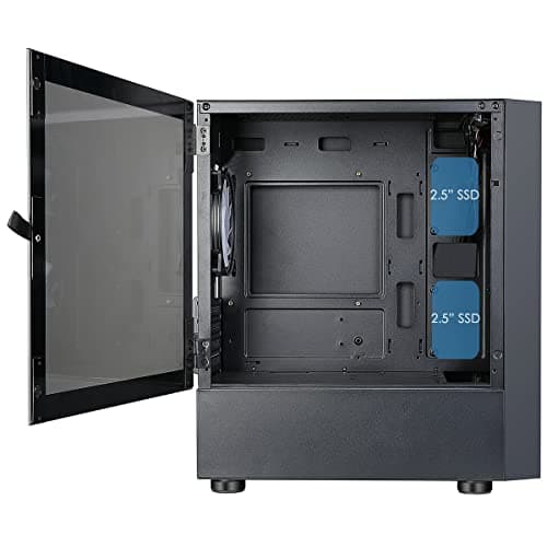CiT Slammer Micro ATX Mid Tower Black with Tempered Glass Side Panel and USB 3.2 Gen 1 Type-A, USB 2.0 Type-A image