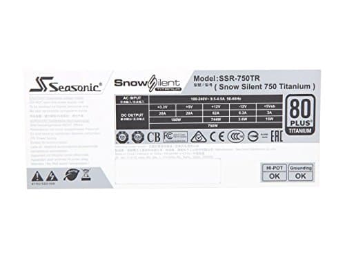 SeaSonic Electronics Prime Snow Silent 750 Titanium SSR-750TR 750W 80+ Titanium ATX12V & EPS12V Full Modular 135mm FDB Fan Power On Self Tester 12 Year Warranty Power Supply Color White image