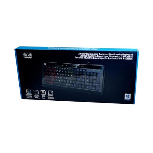 Adesso SlimTouch 120 3-Color Illuminated Compact Multimedia Wired Standard Keyboard image
