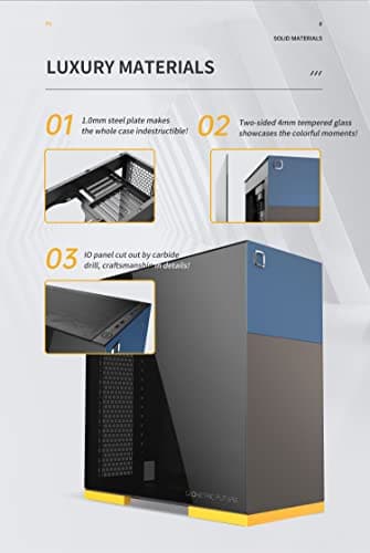 Geometric Future Model 8 ATX Mid Tower Black / Blue with Tinted Tempered Glass Side Panel and USB 3.2 Gen 2 Type-C, USB 3.2 Gen 1 Type-A, USB 2.0 Type-A image