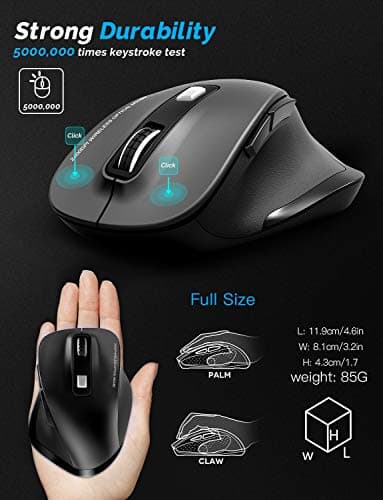 Wireless Mouse, RATEL 2.4G USB Wireless Ergonomic Mouse Computer Mouse 6 Buttons Laptop Mouse USB Mouse with Nano Receiver 2400 DPI 5 Adjustment Levels Cordless Wireless Mice for Windows-Red image