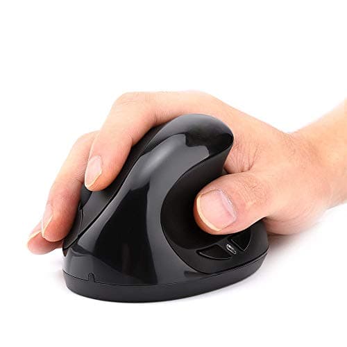 Wireless Mouse, ADLOKO Vertical Ergonomic Optical USB Rechargeable Mice Adjustable Sensitivity 800/1200 /1600 DPI for Laptop, Chromebook, PC, Desktop image