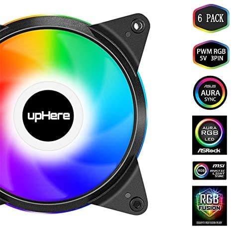 upHere T7SYC7 120mm Black Addressable RGB PWM 6-Pack image