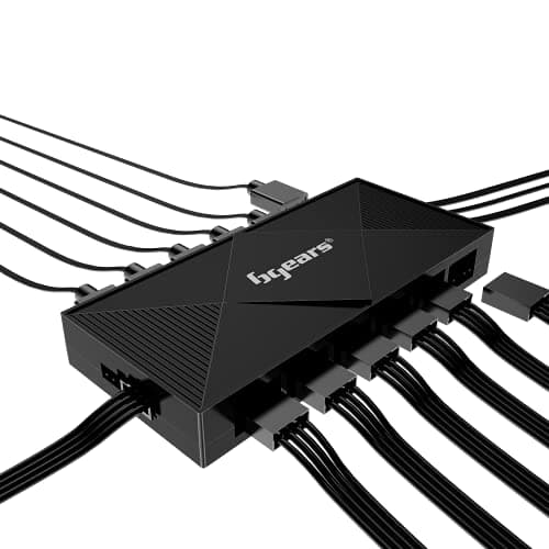 BGears b-BlackWidow-RGB ATX Mid Tower Black with Tinted Tempered Glass Side Panel and Front Panel USB 3.2 Gen 1 Type-A, USB 2.0 Type-A image