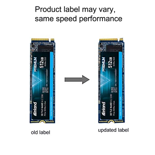 Inland Premium 512GB SSD M.2 2280 PCIe NVMe 3.0 x4 3D NAND Internal Solid State Drive, High-Speed Read/Write Speed up to 3100 MBps and 1900 MBps, NVMe 1.3 & PCIe 3.1 Compatible image